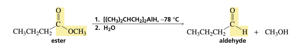 <p>1.) DIBAL, -78C 2.) H2O</p>