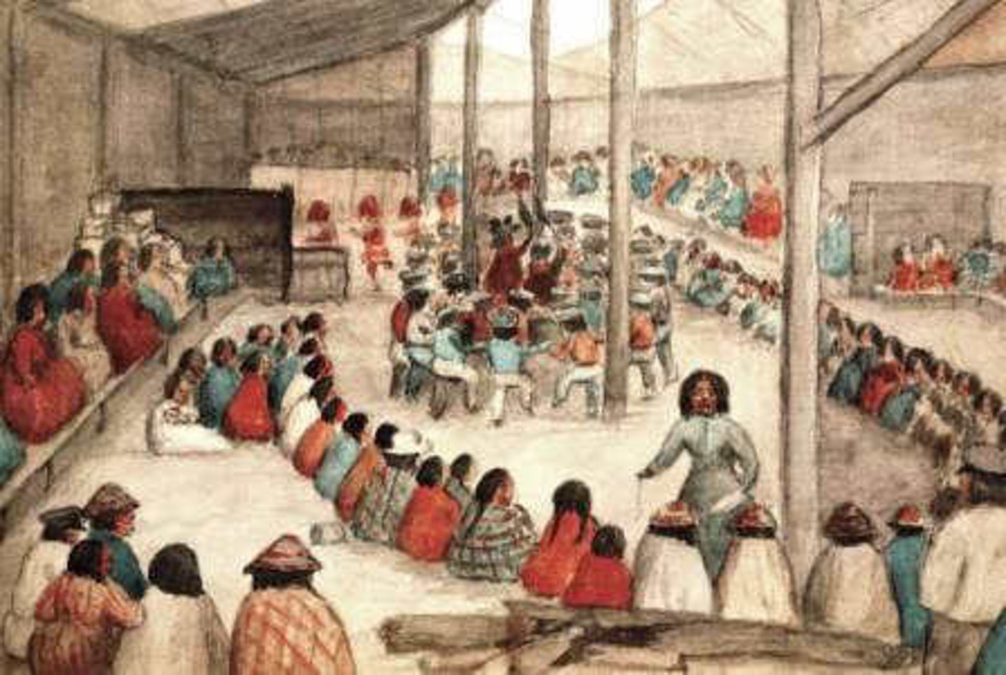 <p>a ceremonial feast among Northwest Coast American Indians in which a host demonstrates his or her generosity by bestowing gifts</p>
