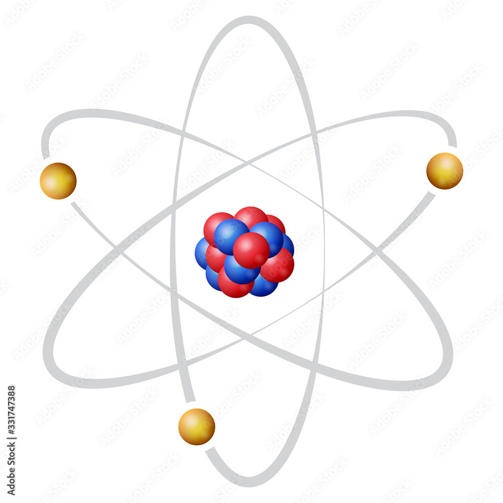 <p>An atom is made up of a very dense, positively charged nucleus surrounded primarily by empty space in which electrons could be found.</p>
