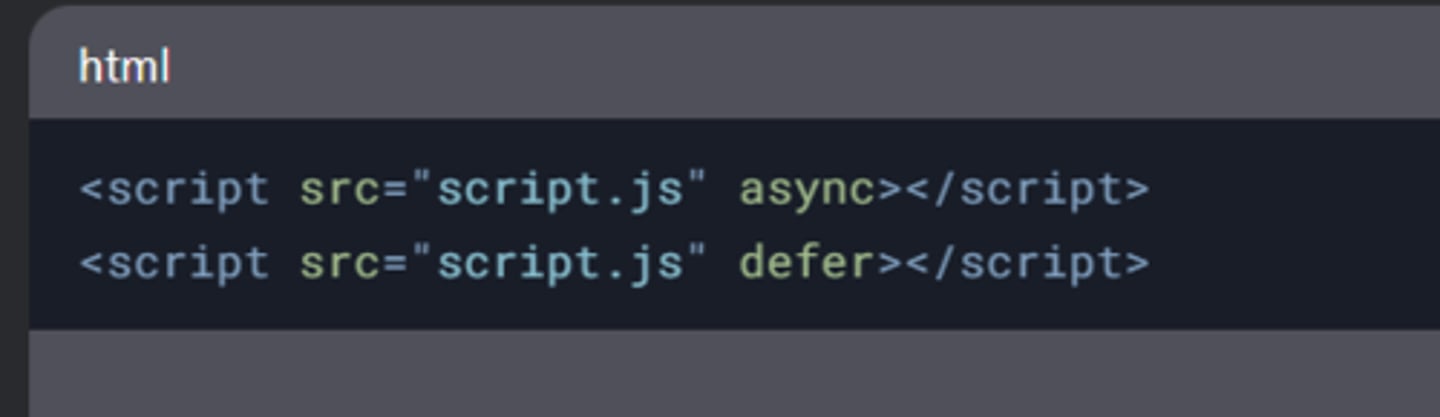<p><strong>async</strong> - skrypt jest pobierany asynchronicznie, a gdy tylko zostanie załadowany, natychmiast jest wykonywany (może to przerwać parsowanie HTML).</p><p><strong>defer</strong> - skrypt jest pobierany asynchronicznie, ale wykonywany dopiero po zakończeniu parsowania całego dokumentu HTML.</p><p><strong>Brak atrybutów</strong> - skrypt jest pobierany i wykonywany synchronicznie, co blokuje parsowanie HTML.</p>