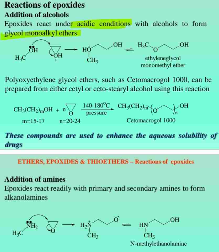 <p><span>React with alcohols or amines to form glycol ethers or alkanolamines.</span></p>