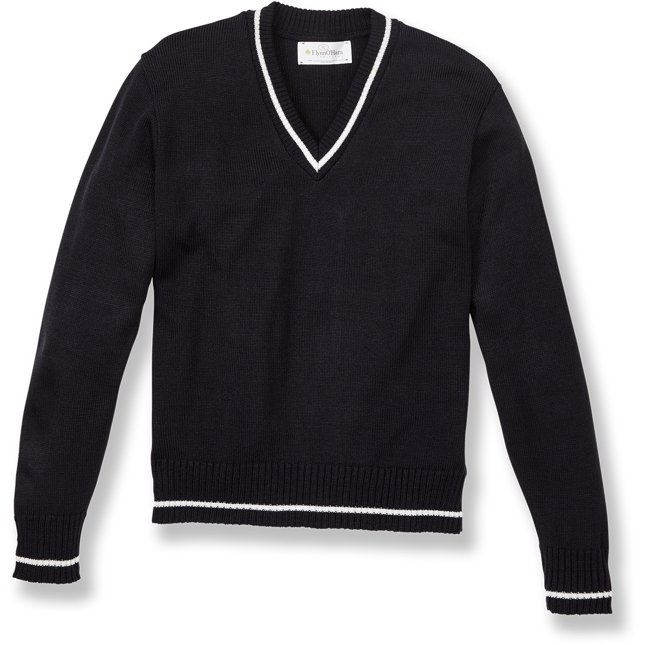 <p>v-neck pullover sweater w white trim</p>