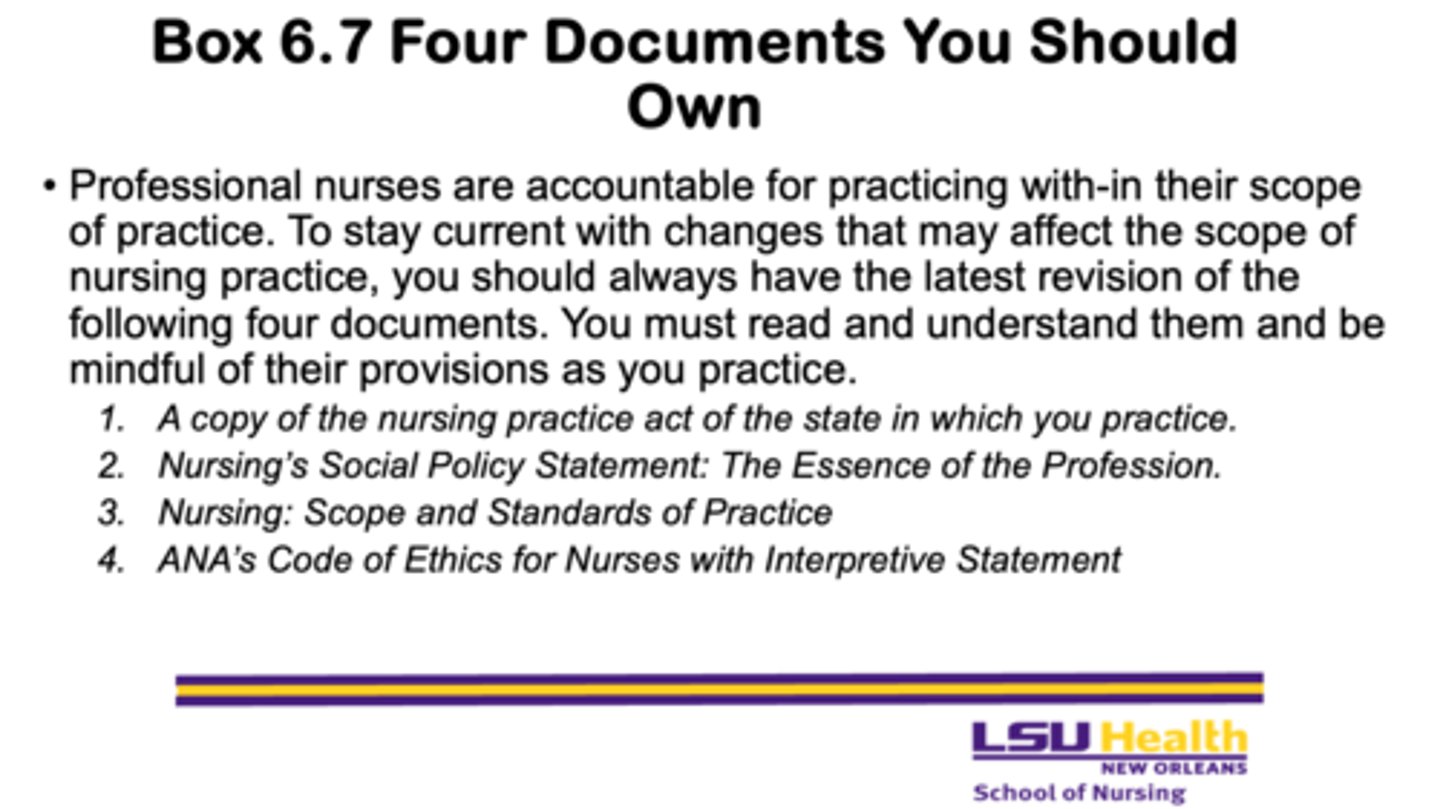 <p>- to ensure nurses understand their professional responsibilities, ethical obligations, and legal boundaries while maintaining high standards of care</p>