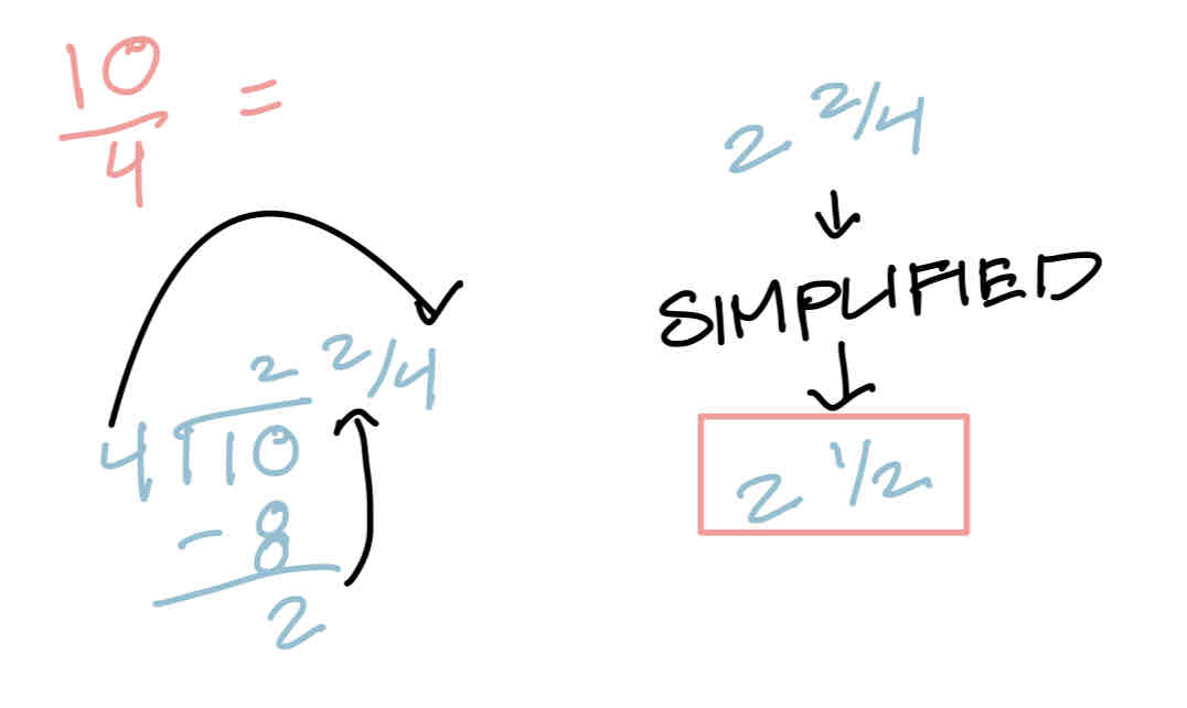 <p>Divide the numerator by the denominator….</p><p></p><p>put the remainder over the denominator… like shown </p>