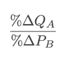 <p>The cross (price) elasticity of demand of good A relative to good B is the percentage change in <strong>quantity demanded for good A per unit of percentage change in the price of good B</strong></p><p>Formula:</p>
