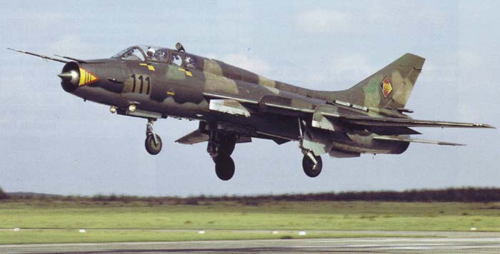 <p>FITTER, Su-22, Су-22 (Two seat cockpit, nose intake, variable sweep wing)</p>