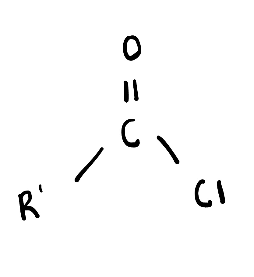 <p>are reactive organic compounds derived from carboxylic acids, characterized by the presence of a carbonyl group (C=O) bonded to a chlorine atom. They are commonly used in the synthesis of esters and amides. </p>