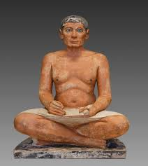 <p>has blood shot eye’s because he’s a tired worker</p><p>made of limestone and found in Saqqara</p>