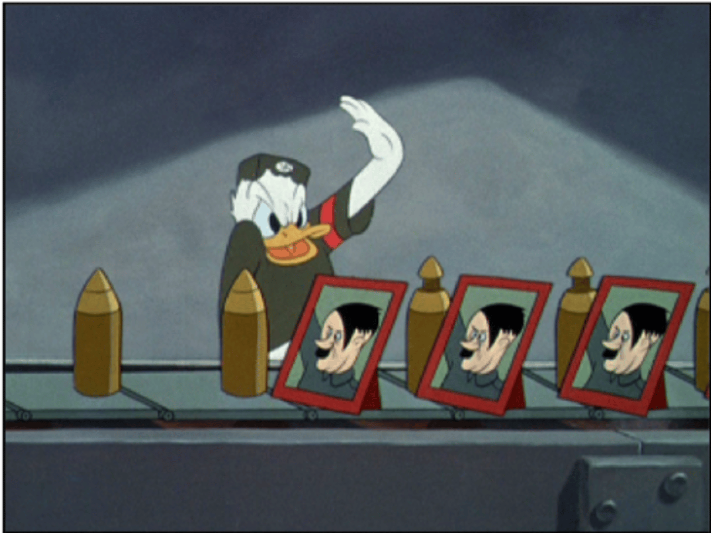 <p>-Originally titled Donald Duck in Nutzi Land, the cartoon features Donald Duck in a nightmare setting working at a munitions factory in Nazi Germany, and was made in an effort to sell war bonds.</p><p>-A good example of American World War II propaganda</p><p>-Only Donald Duck film that won an Oscar</p><p>-made fun of Hitler</p><p>-Donald Duck says "Heil Hitler"</p><p>-Film shown in theaters at the time but not released until WWII compilation (2004)</p>