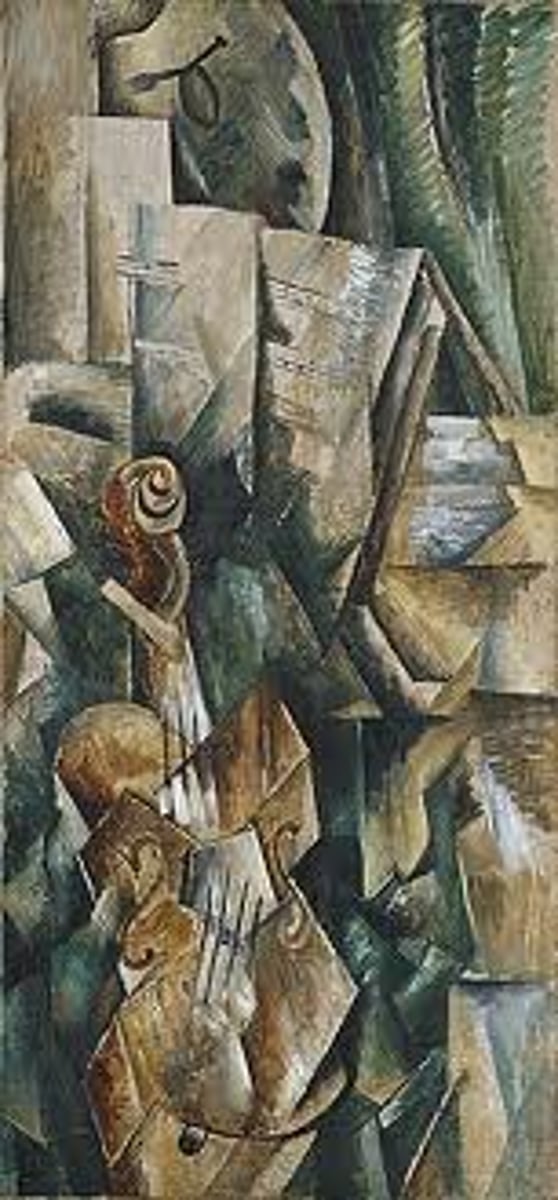 <p>cubism<br>emphasis on form and structure<br>was picasso's bestie<br>- subdued color palette<br>- collage and mixed media<br>- emphasis on structure<br>- interplay of texture<br>- integration of space<br>- influence of nature<br>- exploration of light</p>