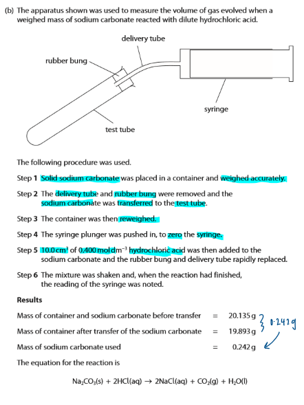<p>The actual volume of carbon dioxide collected was less than calculated. Give two reasons for this. </p>