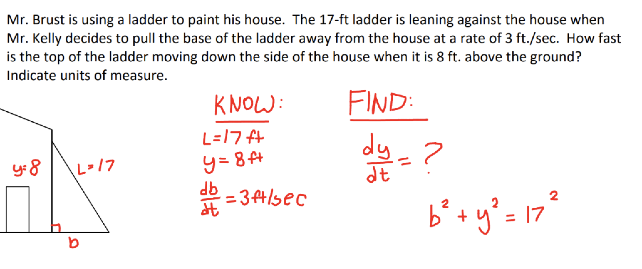 <p>Formula: b² + y² = 17²</p>