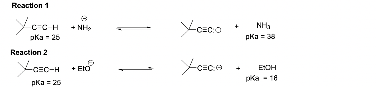 <p>Acetylides anions are very useful reagents for C-C bond formation reactions. Which reaction conditions would you choose to prepare the following acetylide anion quantitatively?</p>