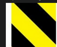 Regulatory sign: Hazard warning, lines are sloped to the right