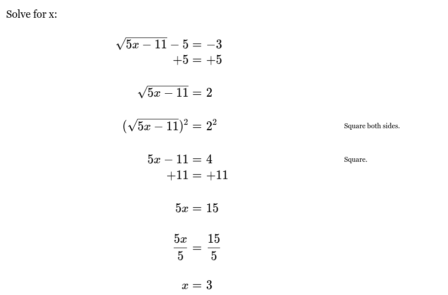 <p>x = 3</p>