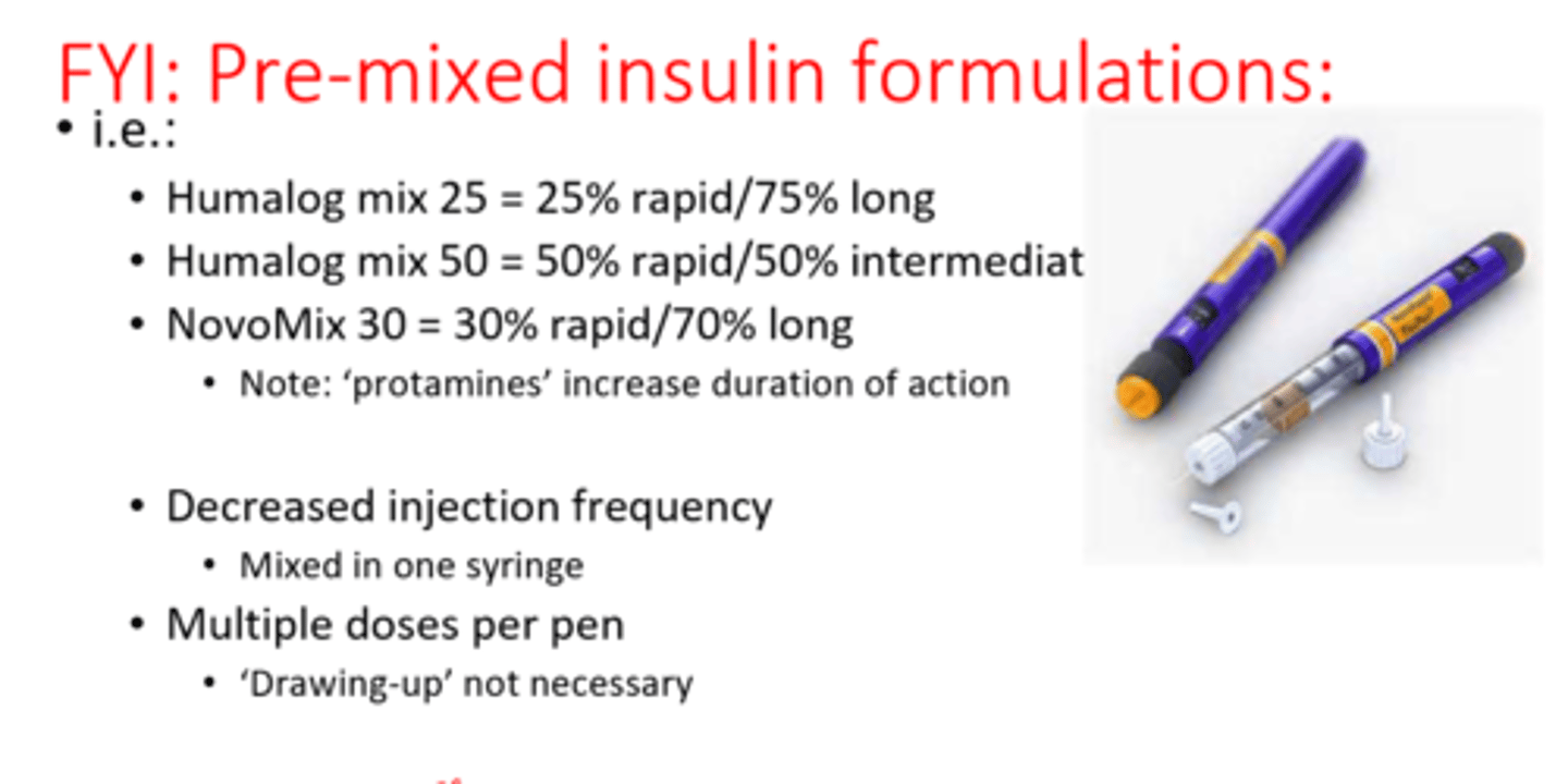 <p>- decreased injection frequency</p><p>- mixed in one syringe</p><p>- multiple doses per pen, 'drawing-up' not necessary</p><p>- if a pt brings this in on their own, we would not use it on them. We would admin something else</p>