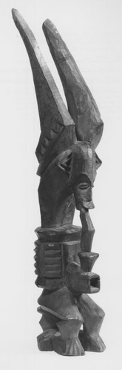 <p>IGBO PEOPLE, Wood<br><br>PHYSICAL PROWESS! Utility of right hand (Literally meaning strong right hand)<br><br>STRENGTH! MASCULINIY! POTENCY! Horns= aggressive rams, portrait figure in the way it = rank, achievements..!!!<br>More power -> bigger and more epic Ikenga<br>Must be blessed with offerings in public before use, kept in a special area.<br><br>Inherited sometimess</p>