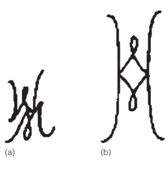 <ul><li><p>A - seen as a W &amp; M, using our knowledge to perceive</p></li><li><p>B - seen as a pattern, so principles of continuation override knowledge (connected points)</p></li><li><p>Built-in perceptual organization can override knowledge</p></li></ul><p></p>