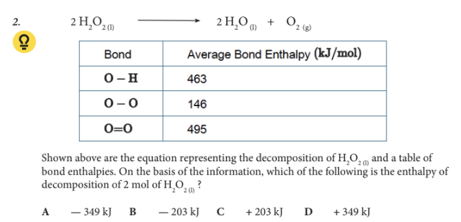 <p>Which of the following is the enthalpy of decomposition of 2 mol of H2O2 (l) ?</p>