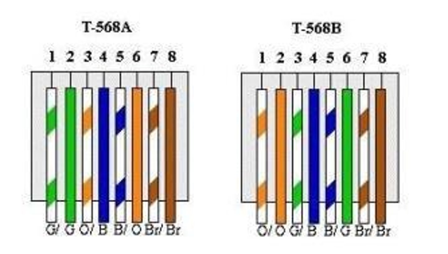 <p>network cable wire standards found in straight through and crossover cables.</p>