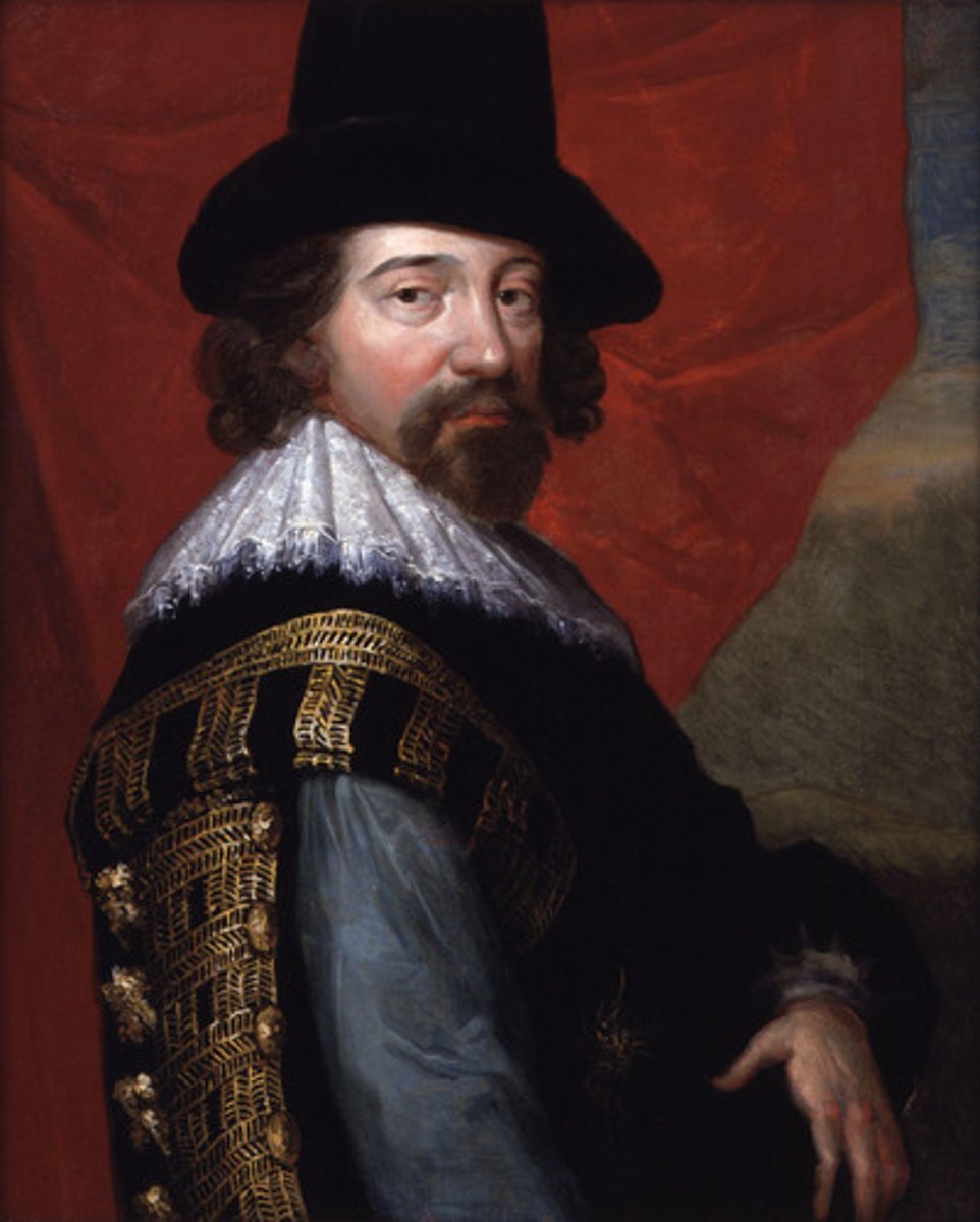 <p>(1561-1626) English politician, writer. Formalized the empirical method. Novum Organum. Inductive reasoning.</p>
