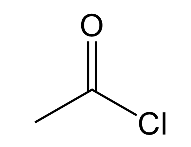 <p>A Cl and C atom bonded to the C in C=O</p>