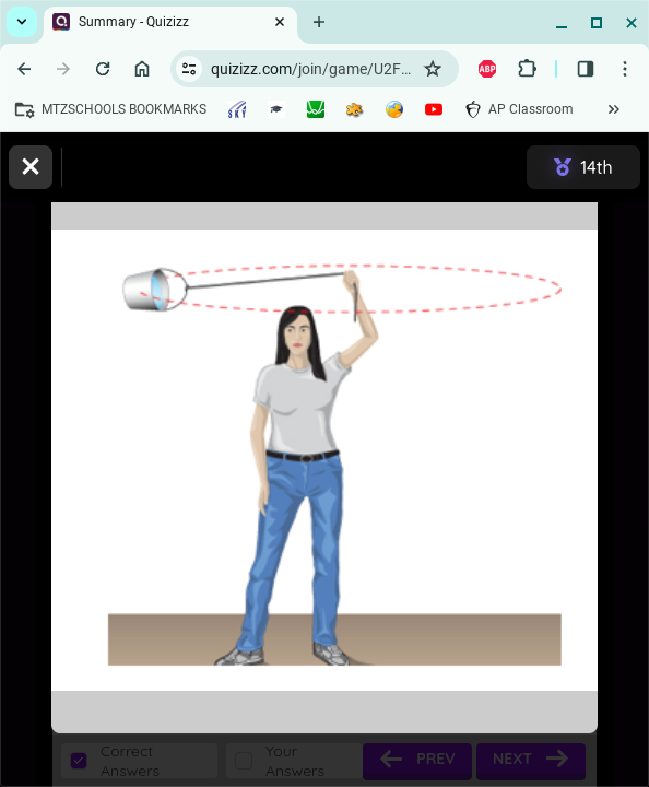 <p><span>The lady has to apply a force on the bucket to keep it swinging in a circle. Which direction must that force go?</span></p>