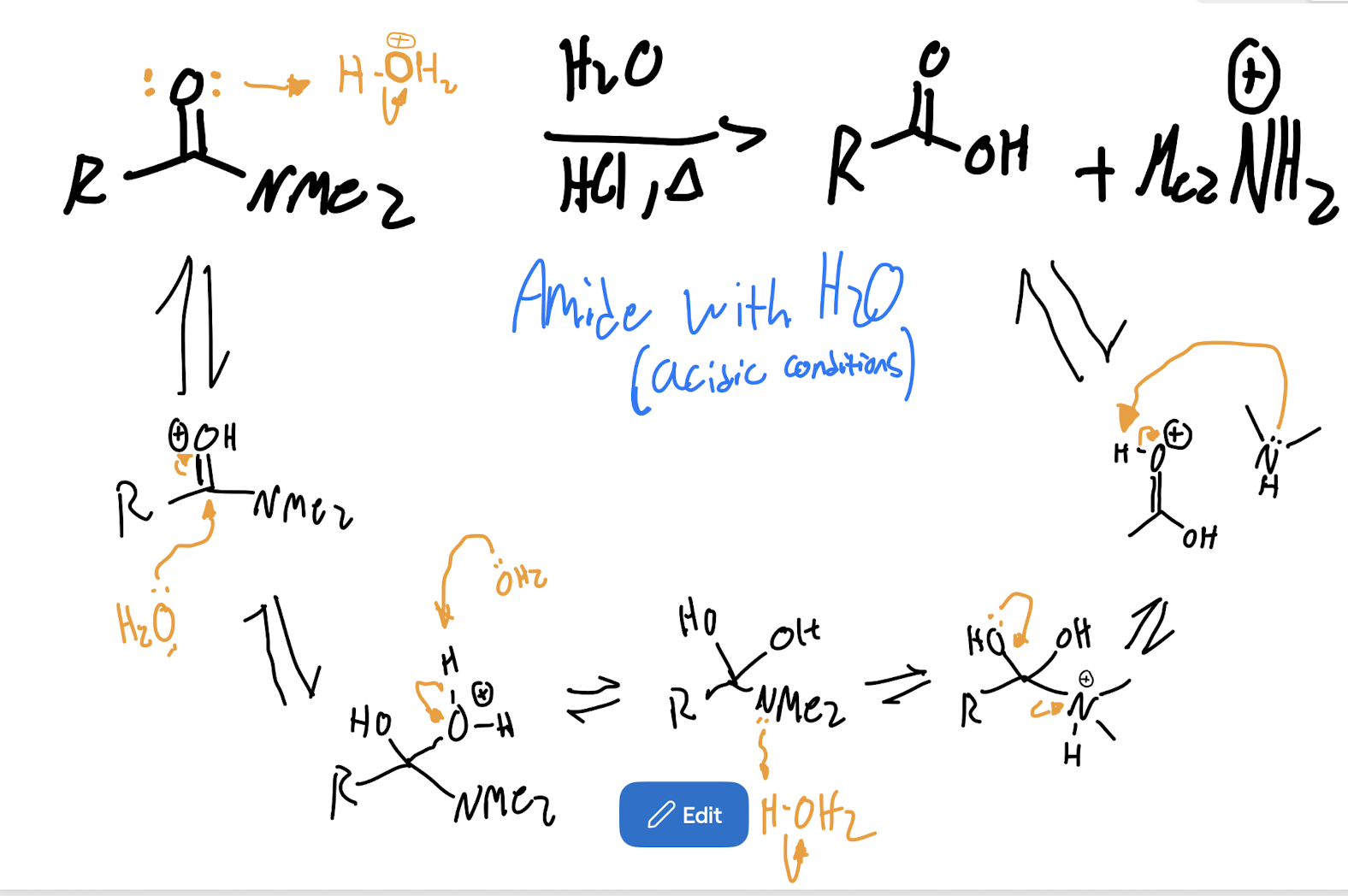<p>Amide with H2O - Acidic</p>