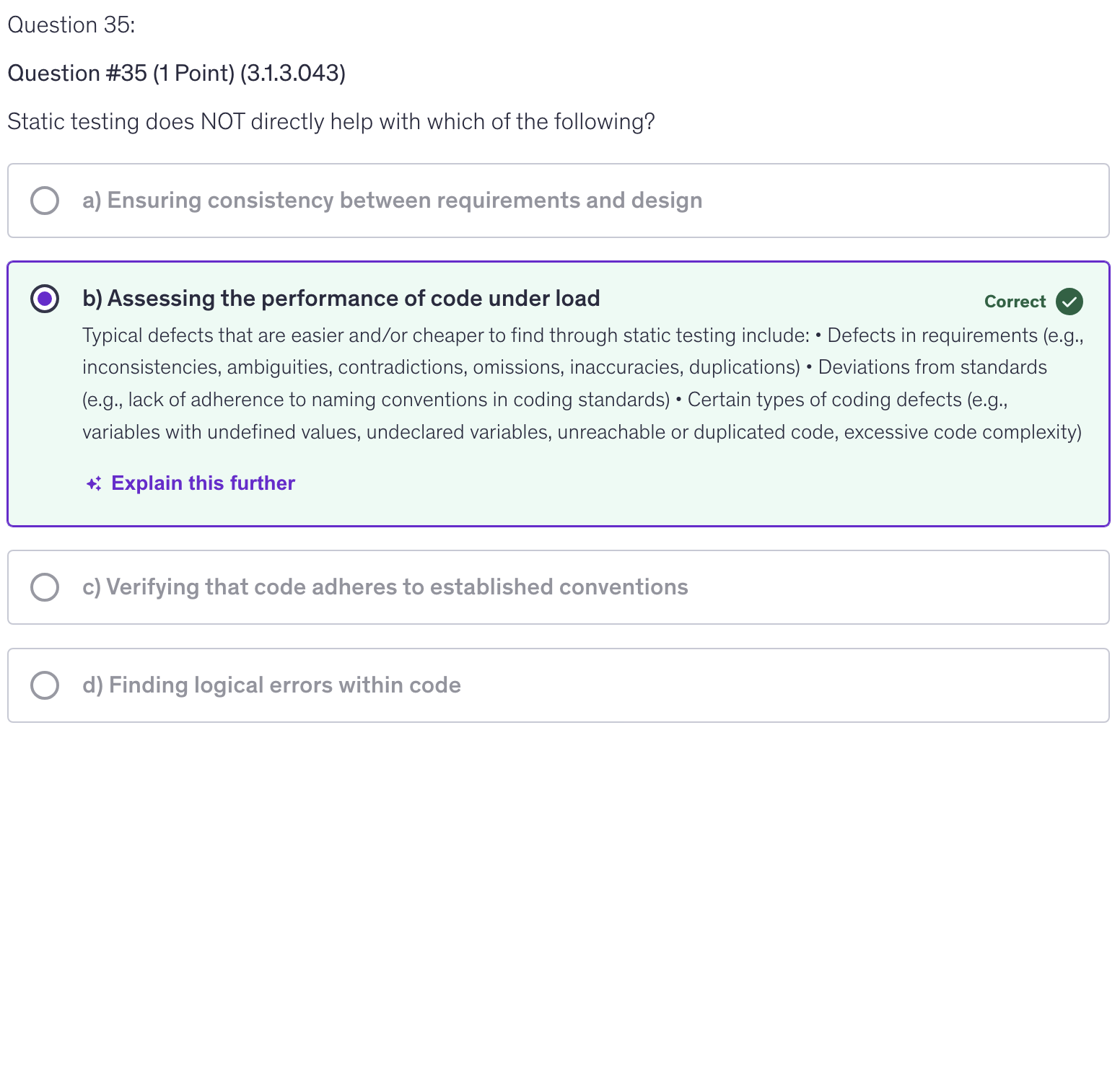 <p>b) Assessing the performance of code under load</p>