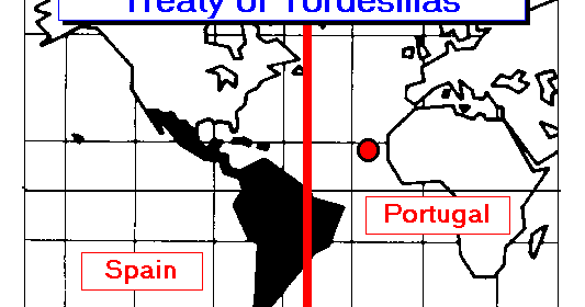 <p><strong>Theme: Government</strong></p><p>Spain and Portugal divided the Americas between them. Spain reserved all lands to the west of a meridian that went through eastern South America. Portugal reserved all lands east of this line. This arrangement put Brazil under Portugal’s rule, while Spain claimed the rest of the Americas.</p>