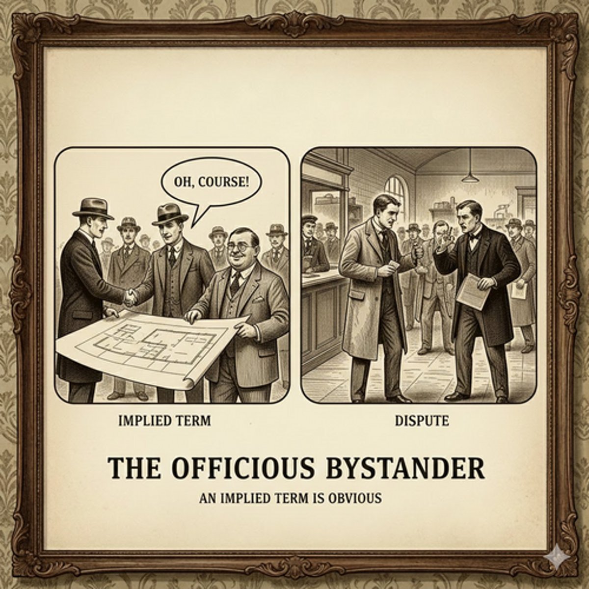 <p>Chapter: Setting the Terms of the Contract (How Terms are Implied into Contracts: Implied in Fact or by Custom/Usage)</p><p>Facts: S was appointed managing director of SF for a fixed term of 10 years. SF was taken over by another company that altered pre-existing articles and sacked S prior to the expiration of their contract, bringing a claim to recover damages for breach of contract.</p><p>Principle: It is an implied term of a contract that neither party will do anything to render performance of the contract impossible. A company may alter its articles of association but will be liable in damages if alteration breaches a pre-existing contract. A term is implied that if an officious bystander were to suggest it, the parties would reply, "Oh, of course!"</p>