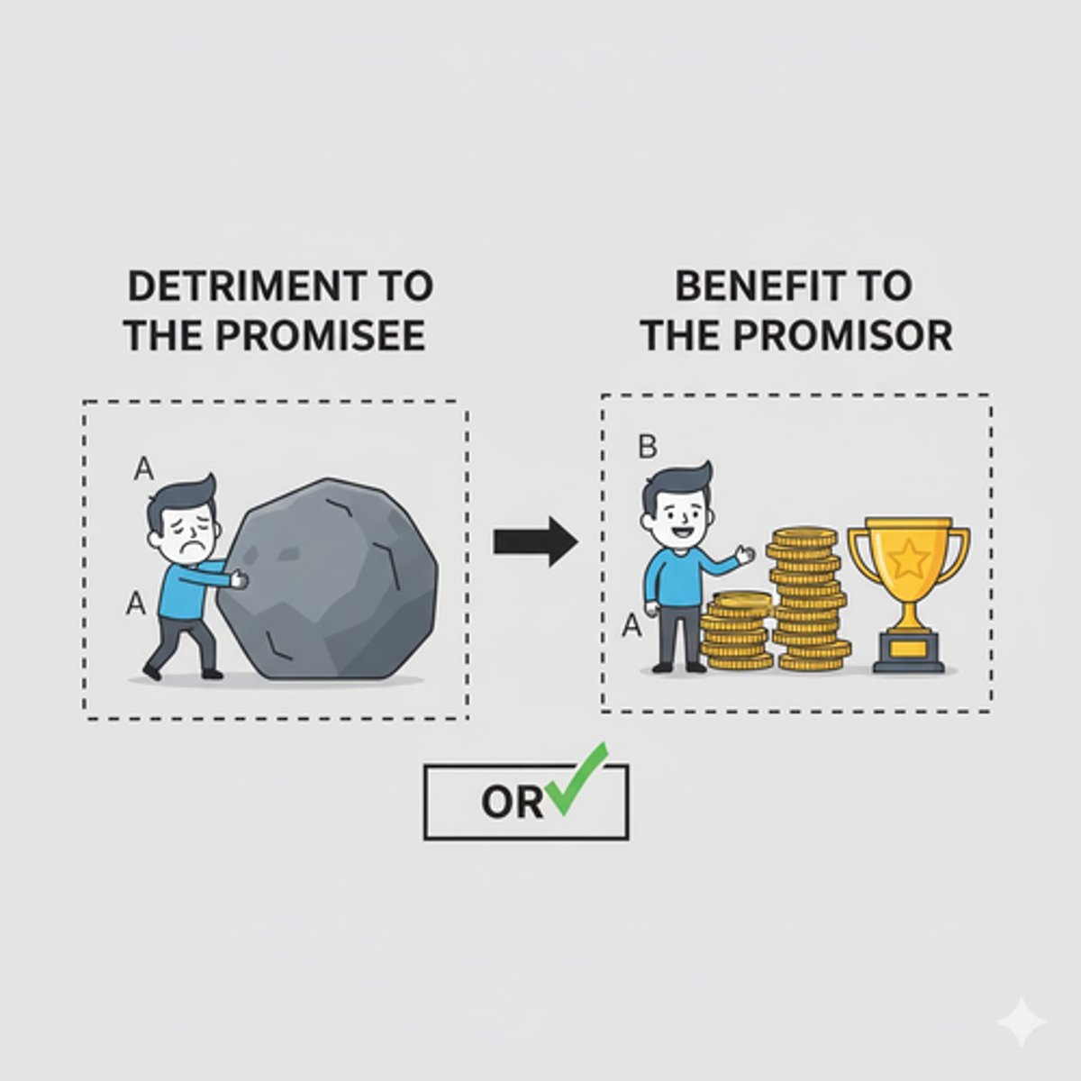 <p>Chapter: Consideration (What is Consideration?)</p><p>Principle: Consideration must consist of either a detriment to the primosee or a benefit to the promisor</p>