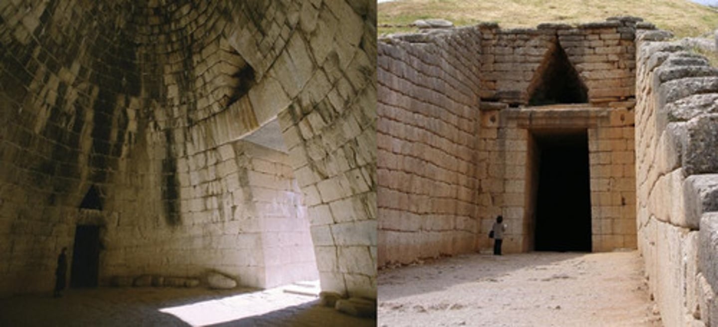 <p>A technique where stones are stacked in overlapping layers to create an arched ceiling</p>