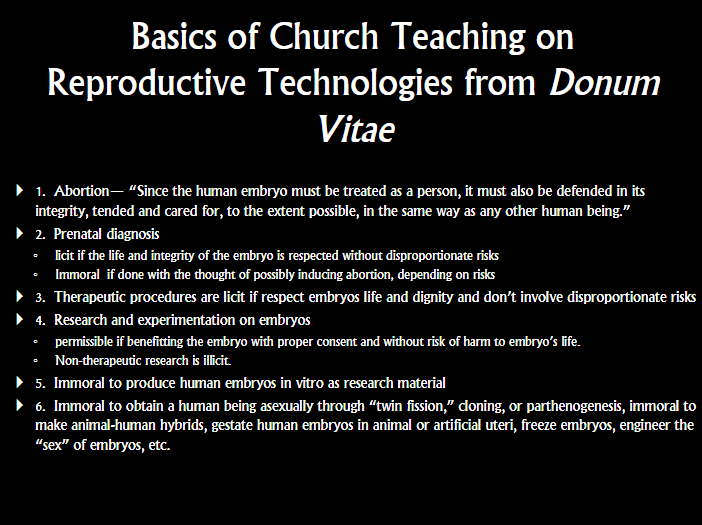 <p>methods to allow pregnancy in those who are no longer fertile</p><p>such technologies are immoral under the church, although human life should be celebrated if concieved from such technologies</p>