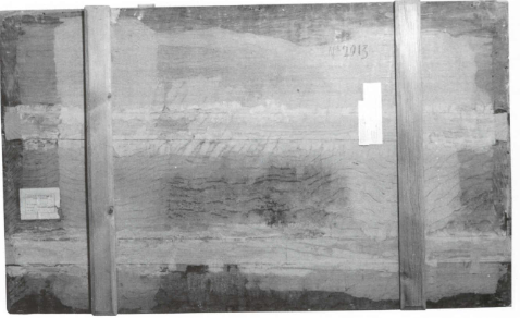 <p>what was done to the back of this panel?</p>