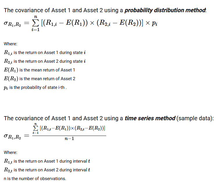 <p>Covariance = a measure of correlation = (-infinity, infinity)</p><p></p>