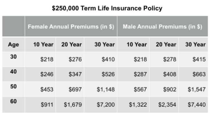 <p>Examples of Term Life Insurance Premiums</p>