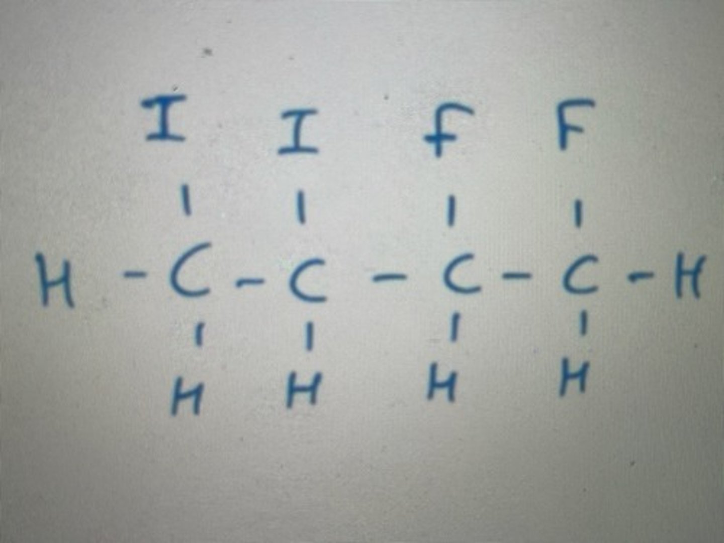 <p>Displayed formula for 1,2-difluoro-3,4-diiodobutane</p>