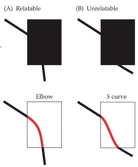 <p>Assuming two line segments that share the same slope/contour are part of a continuous whole</p>