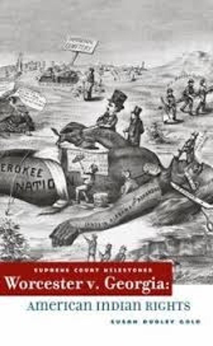 <p>Supreme Court case regarding Cherokee rights to land in the United States. Jackson defied John Marshall's support of the Cherokees</p>