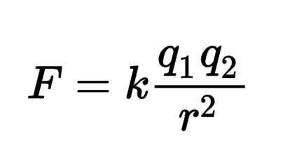 <p><span>F = K </span><em><span> q1 </span></em><span> q</span><em><span>2</span></em><span> / R²</span></p>
