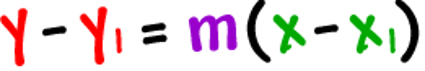 <p>Form for a linear equation: y - y1 = m(x - x1 )</p>