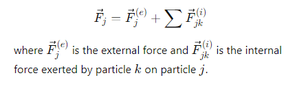 <p>The sum of the external force and the internal forces from other particles</p>