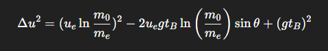 <p>What are the three contributions to total Δu when launching with gravity?</p>