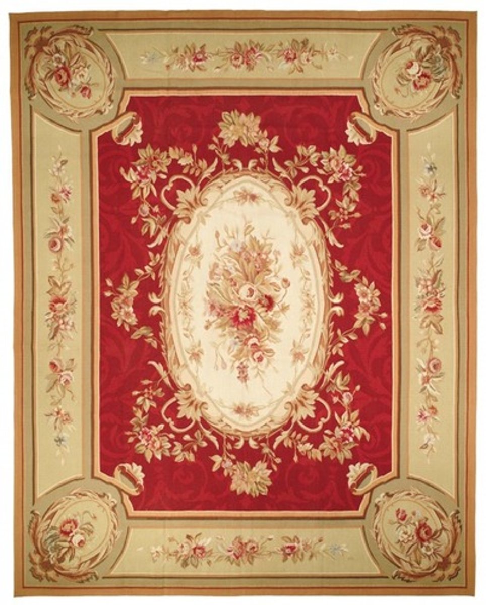 <p>Named after a French town, made of wool, linen and cotton. Weave resembles needlepoint and usually has a pale cream ground with floral designs and arabesques.</p>