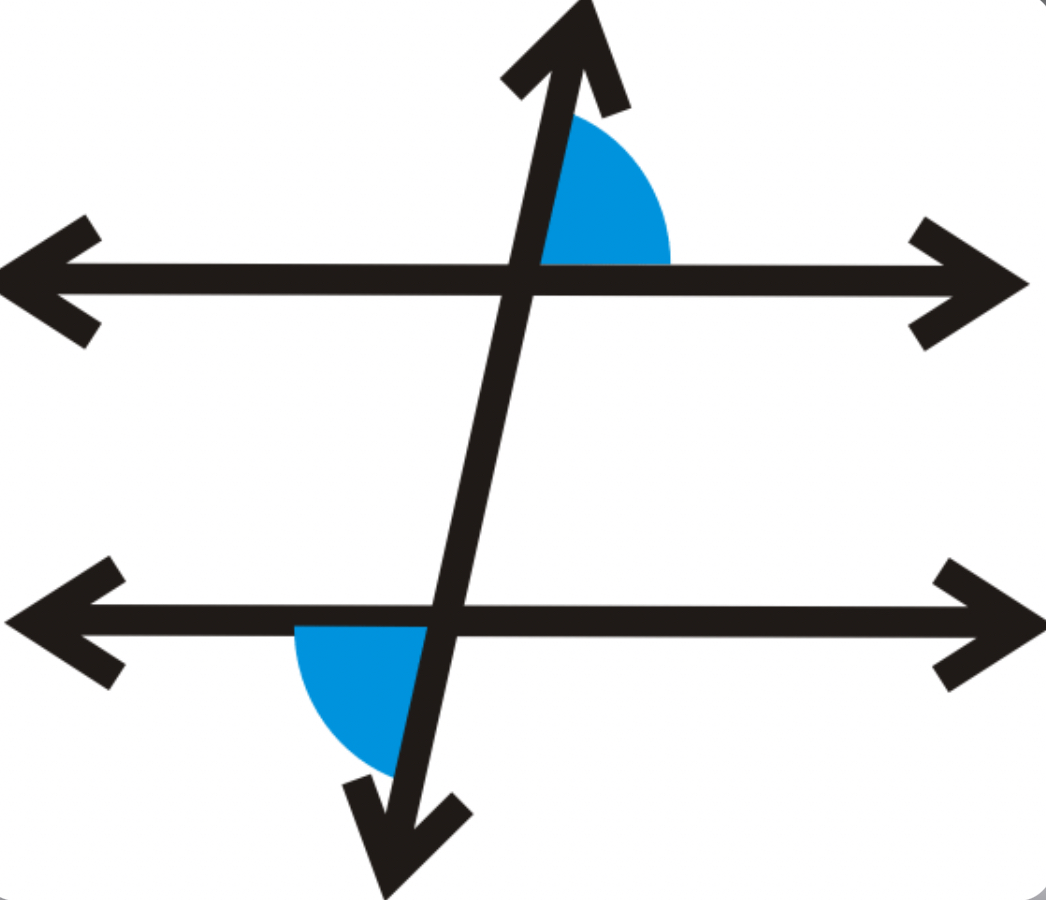 <p>2 Angles that are on opposite sides of the transversal (alternating)</p>