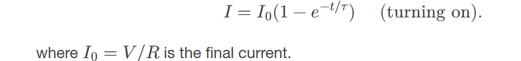 <p>exponentially increasing and characterized by a time constant. This behavior results from the inductor opposing changes in current due to self-inductance. </p>