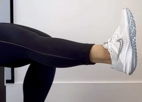 <p>Straightening your leg out in front of you while standing, like when kicking a ball or doing hamstring stretches.</p>