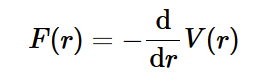 <p>negative sign shows direction of integration/differentiation along some direction r - e.g. rolling down a hill, the direction of potential in the direction of motion is negative.</p>