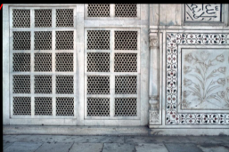 <p>Architect:</p><p>Name: Detail Showing carved window screen and inlaid dado panel </p><p>Location: Taj Mahal </p><p>Year: 1632-53</p>